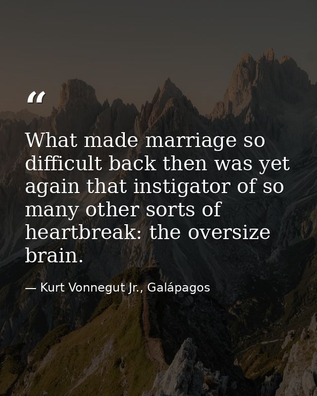 What made marriage so difficult back then was yet again that instigator of so many other sorts of heartbreak: the oversi — Kurt Vonnegut Jr., Galápagos