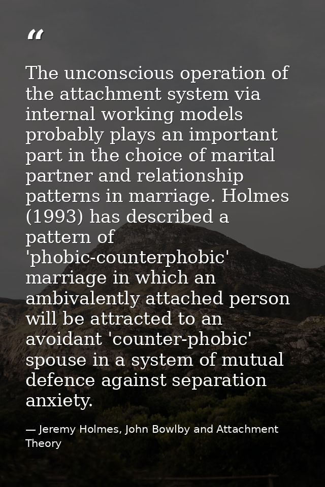 The unconscious operation of the attachment system via internal working models probably plays an important part in the c — Jeremy Holmes, John Bowlby and Attachment Theory