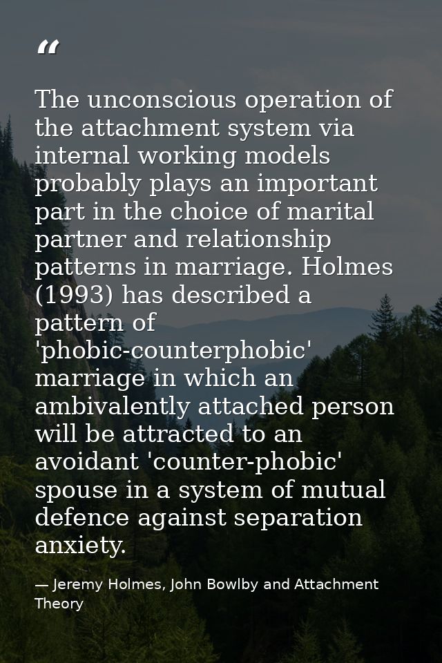 The unconscious operation of the attachment system via internal working models probably plays an important part in the c — Jeremy Holmes, John Bowlby and Attachment Theory