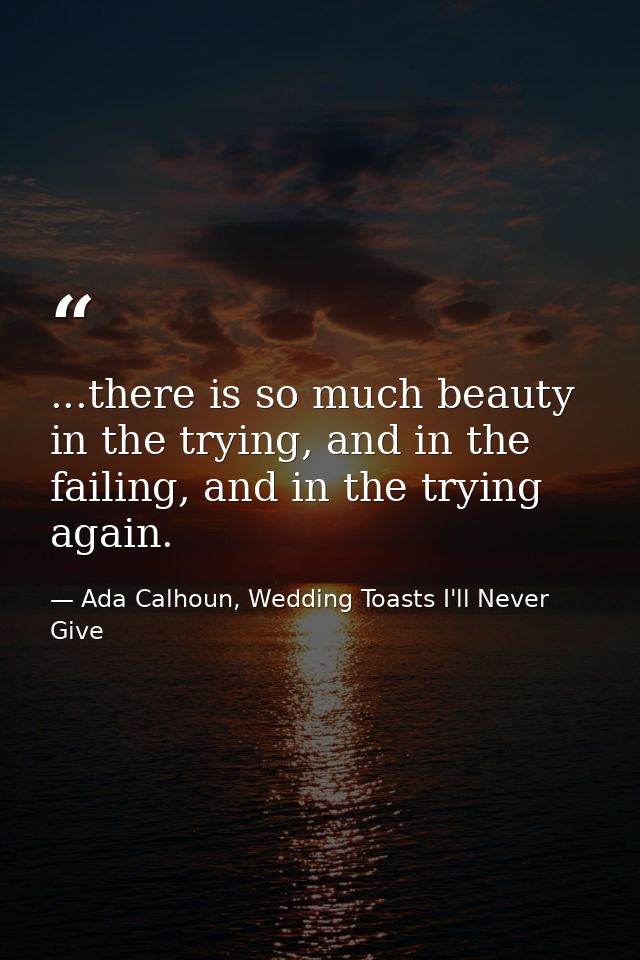 ...there is so much beauty in the trying, and in the failing, and in the trying again. — Ada Calhoun, Wedding Toasts I'll Never Give