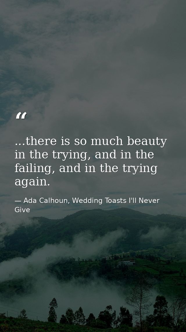 ...there is so much beauty in the trying, and in the failing, and in the trying again. — Ada Calhoun, Wedding Toasts I'll Never Give