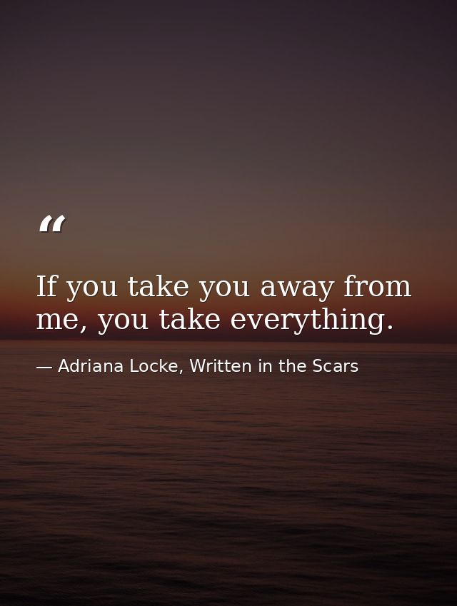 If you take you away from me, you take everything. — Adriana Locke, Written in the Scars