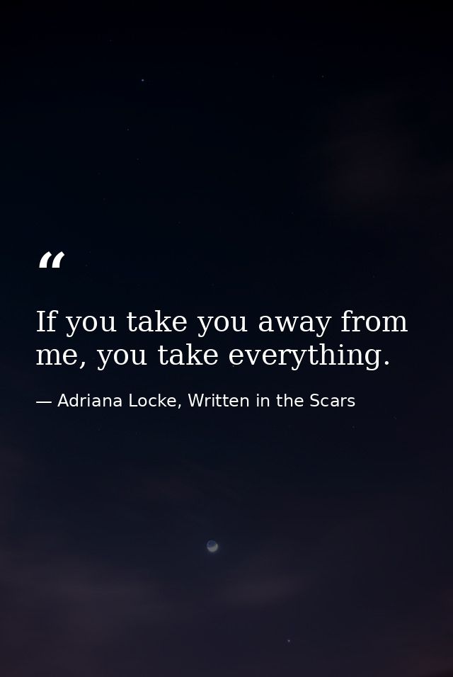 If you take you away from me, you take everything. — Adriana Locke, Written in the Scars