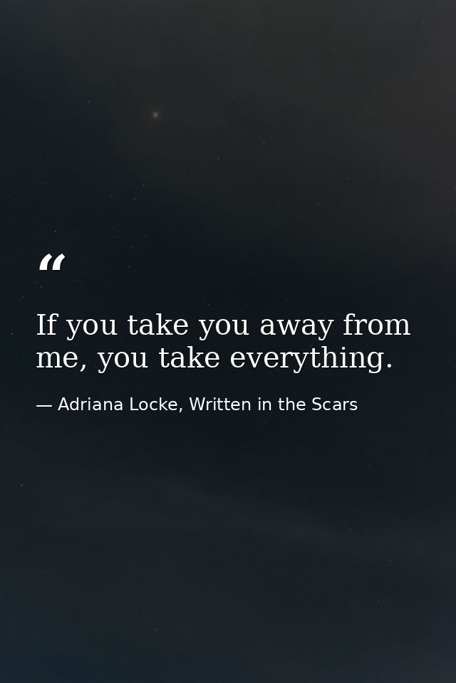 If you take you away from me, you take everything. — Adriana Locke, Written in the Scars