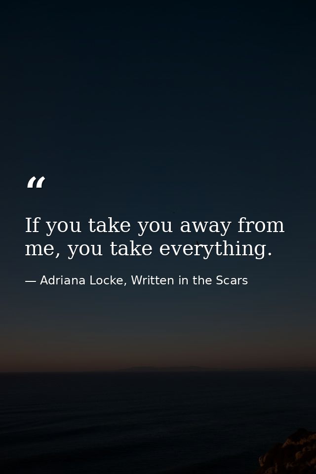 If you take you away from me, you take everything. — Adriana Locke, Written in the Scars