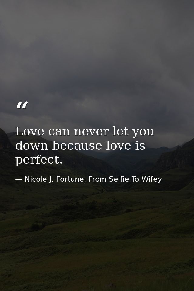 Love can never let you down because love is perfect. — Nicole J. Fortune, From Selfie To Wifey