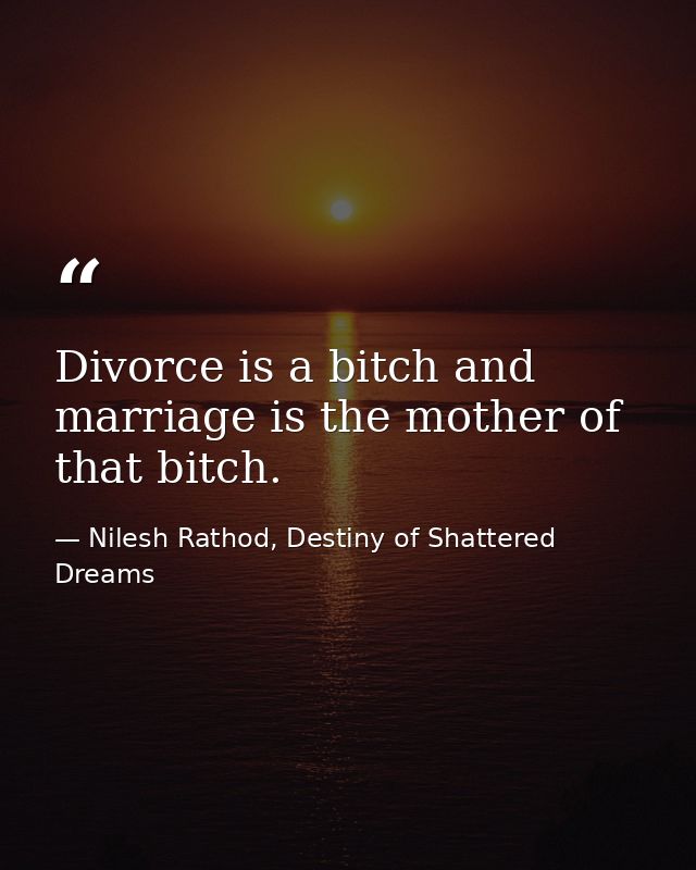 Divorce is a bitch and marriage is the mother of that bitch. — Nilesh Rathod, Destiny of Shattered Dreams