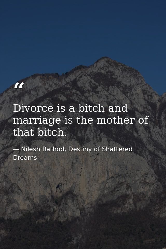 Divorce is a bitch and marriage is the mother of that bitch. — Nilesh Rathod, Destiny of Shattered Dreams