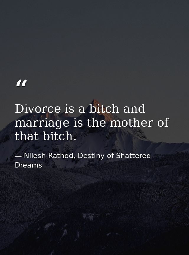 Divorce is a bitch and marriage is the mother of that bitch. — Nilesh Rathod, Destiny of Shattered Dreams