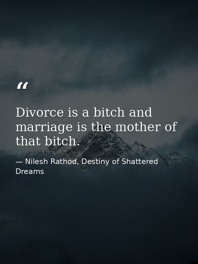 Divorce is a bitch and marriage is the mother of that bitch. — Nilesh Rathod, Destiny of Shattered Dreams