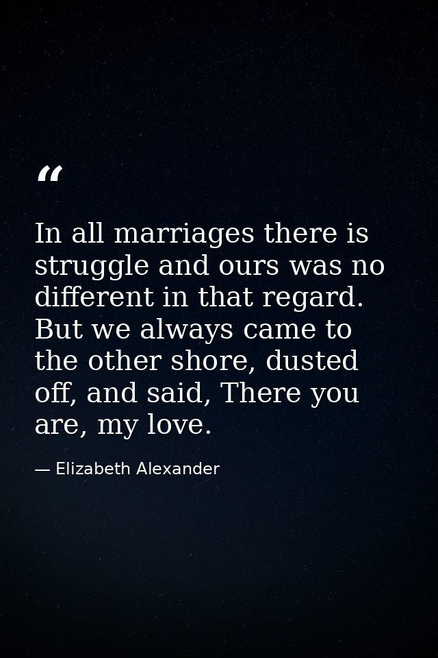 In all marriages there is struggle and ours was no different in that regard. But we always came to the other shore, dust — Elizabeth Alexander