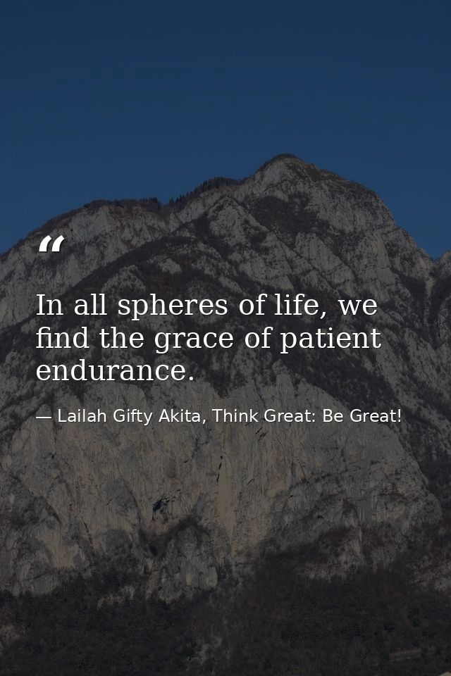 In all spheres of life, we find the grace of patient endurance. — Lailah Gifty Akita, Think Great: Be Great!
