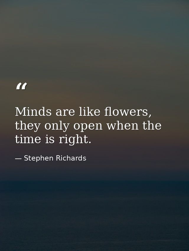 Minds are like flowers, they only open when the time is right. — Stephen Richards