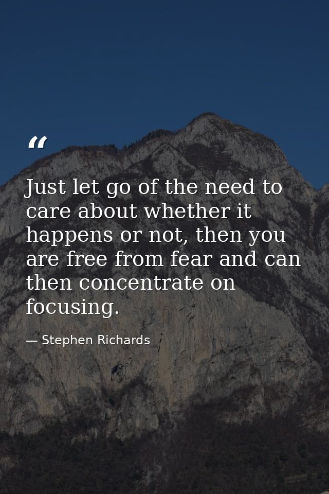 Just let go of the need to care about whether it happens or not, then you are free from fear and can then concentrate on — Stephen Richards