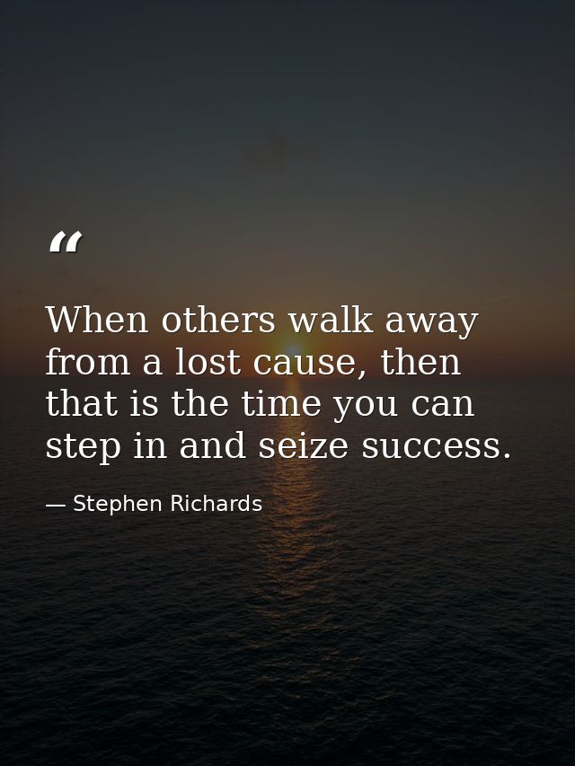 When others walk away from a lost cause, then that is the time you can step in and seize success. — Stephen Richards