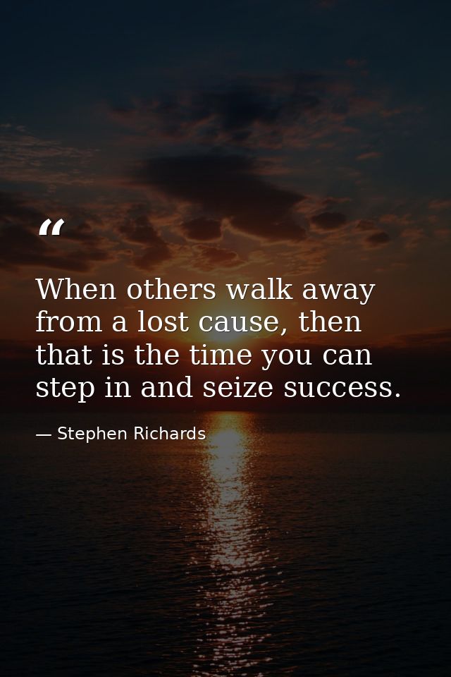 When others walk away from a lost cause, then that is the time you can step in and seize success. — Stephen Richards