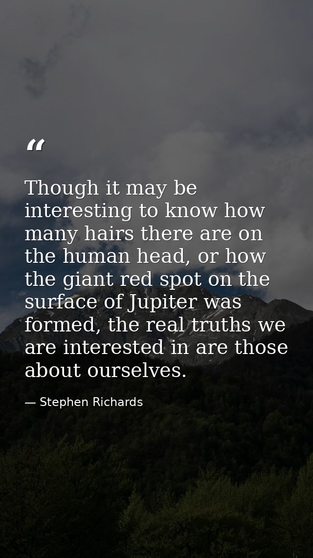 Though it may be interesting to know how many hairs there are on the human head, or how the giant red spot on the surfac — Stephen Richards