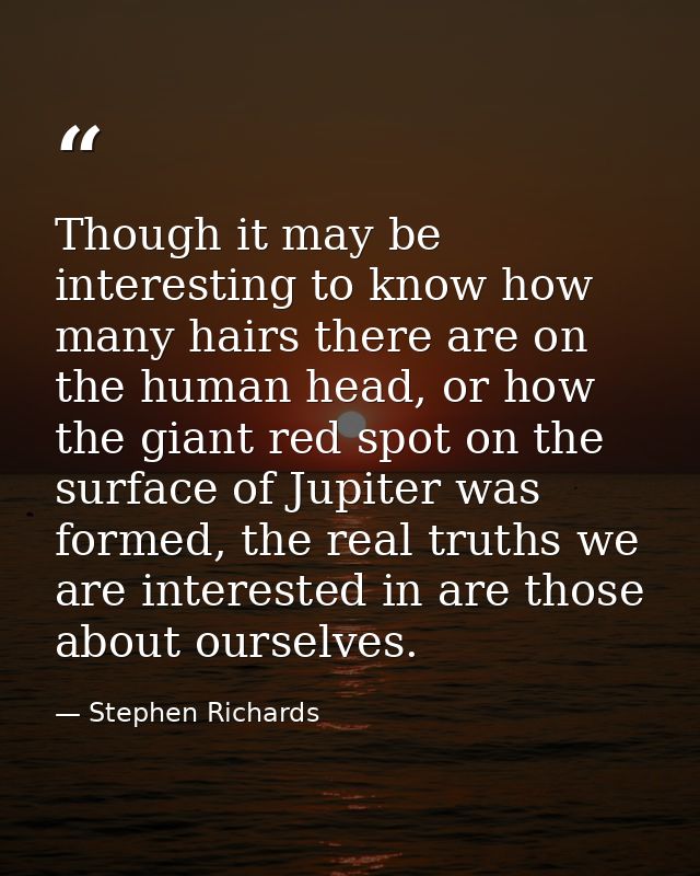 Though it may be interesting to know how many hairs there are on the human head, or how the giant red spot on the surfac — Stephen Richards
