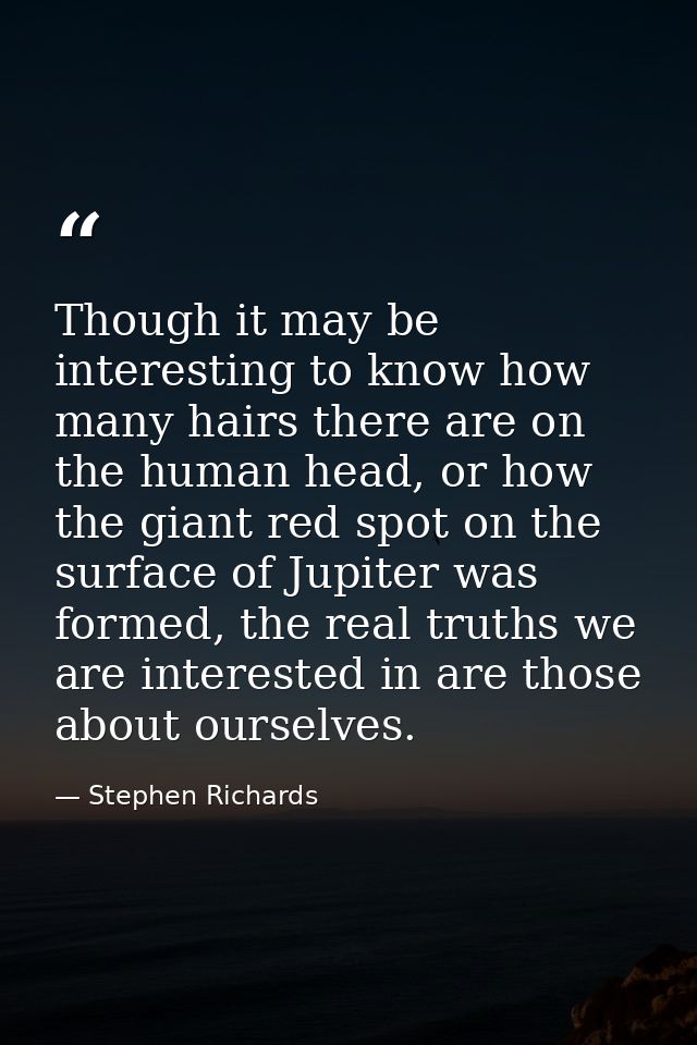 Though it may be interesting to know how many hairs there are on the human head, or how the giant red spot on the surfac — Stephen Richards