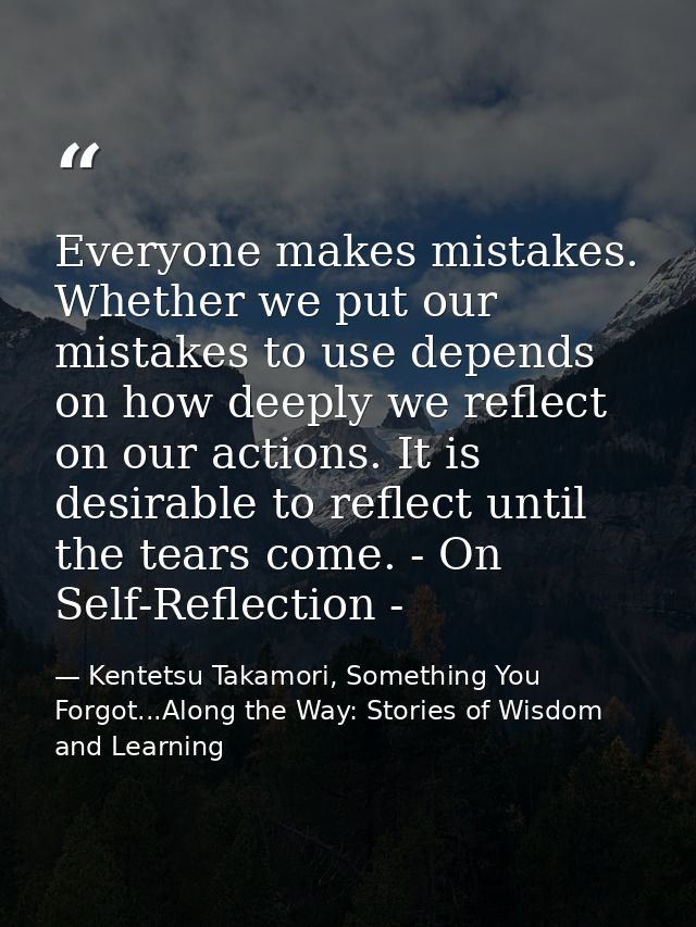 Everyone makes mistakes. Whether we put our mistakes to use depends on how deeply we reflect on our actions. It is desir — Kentetsu Takamori, Something You Forgot...Along the Way: Stories of Wisdom and Learning