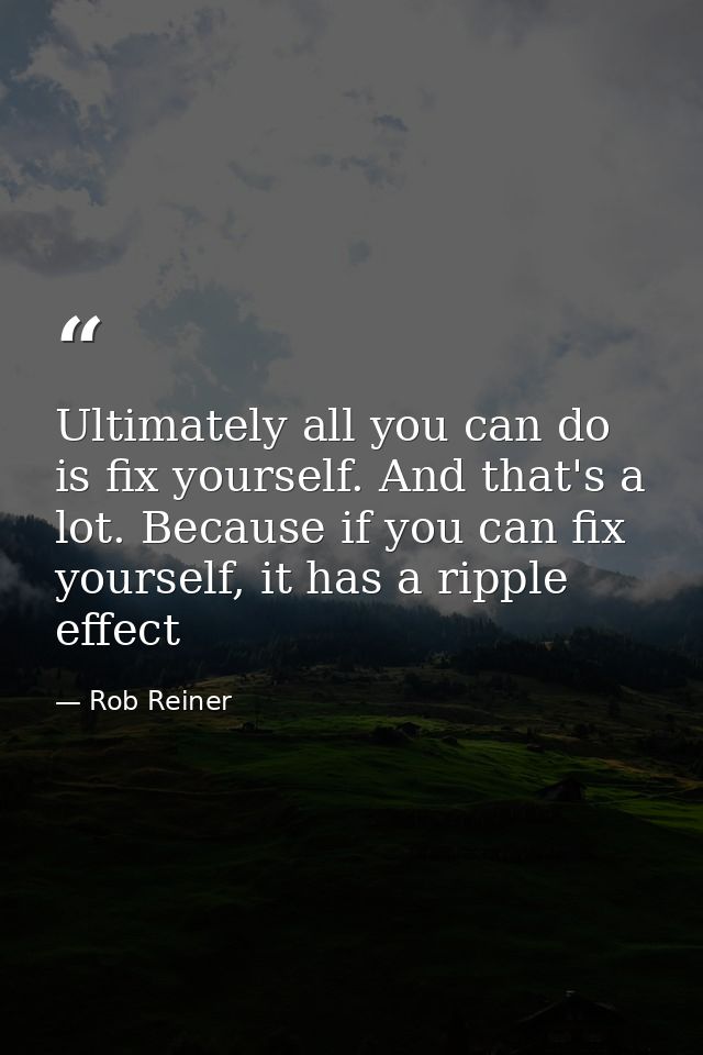 Ultimately all you can do is fix yourself. And that's a lot. Because if you can fix yourself, it has a ripple effect — Rob Reiner