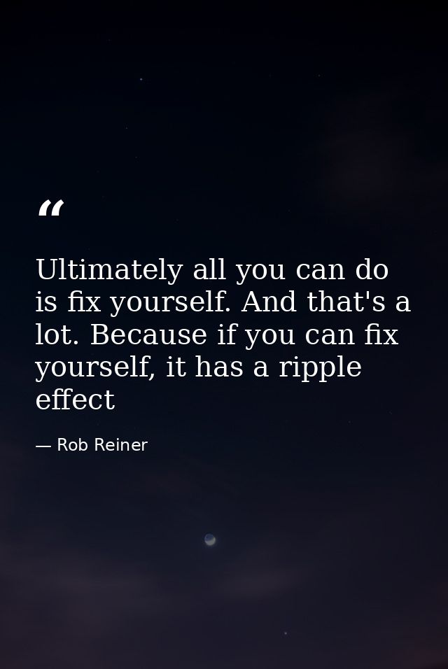 Ultimately all you can do is fix yourself. And that's a lot. Because if you can fix yourself, it has a ripple effect — Rob Reiner