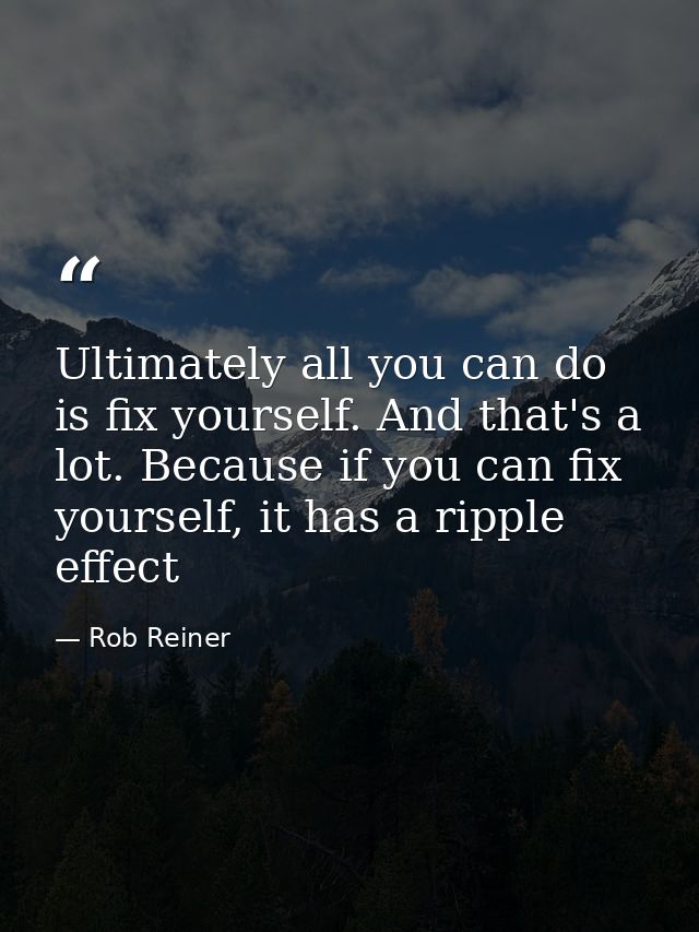 Ultimately all you can do is fix yourself. And that's a lot. Because if you can fix yourself, it has a ripple effect — Rob Reiner