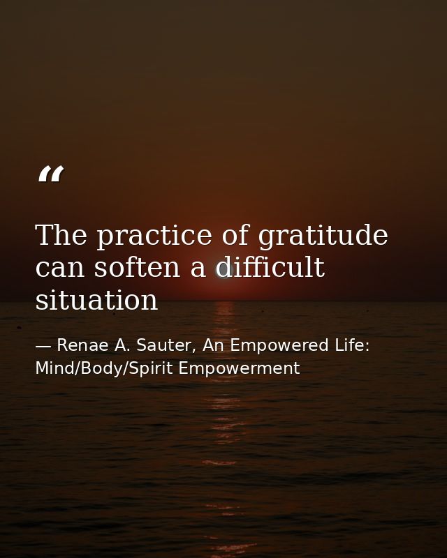 The practice of gratitude can soften a difficult situation — Renae A. Sauter, An Empowered Life: Mind/Body/Spirit Empowerment