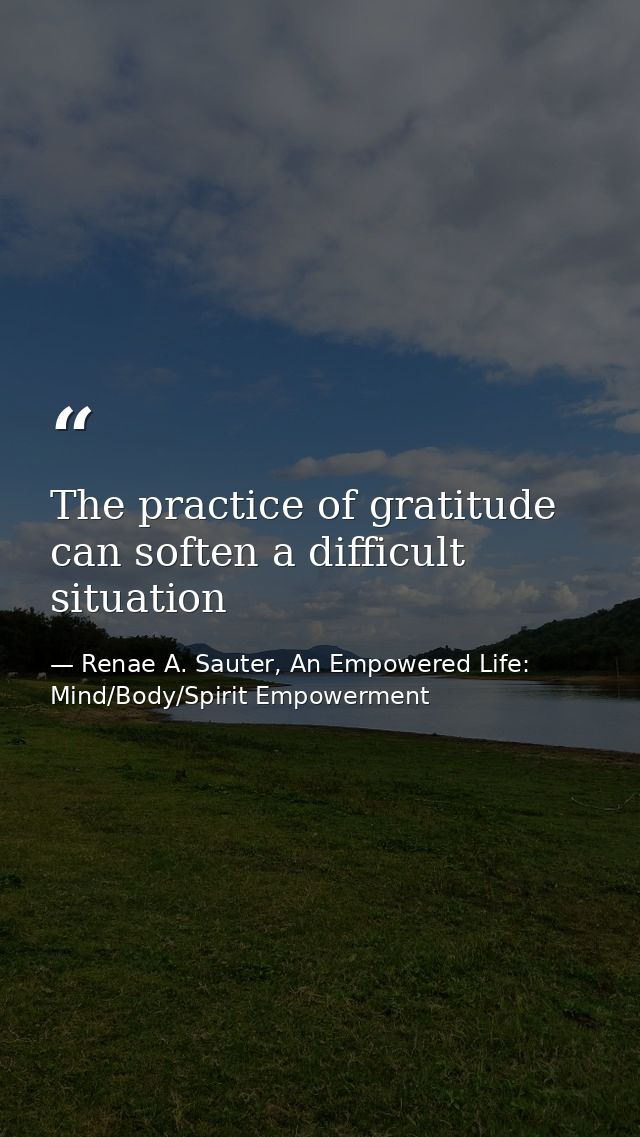 The practice of gratitude can soften a difficult situation — Renae A. Sauter, An Empowered Life: Mind/Body/Spirit Empowerment
