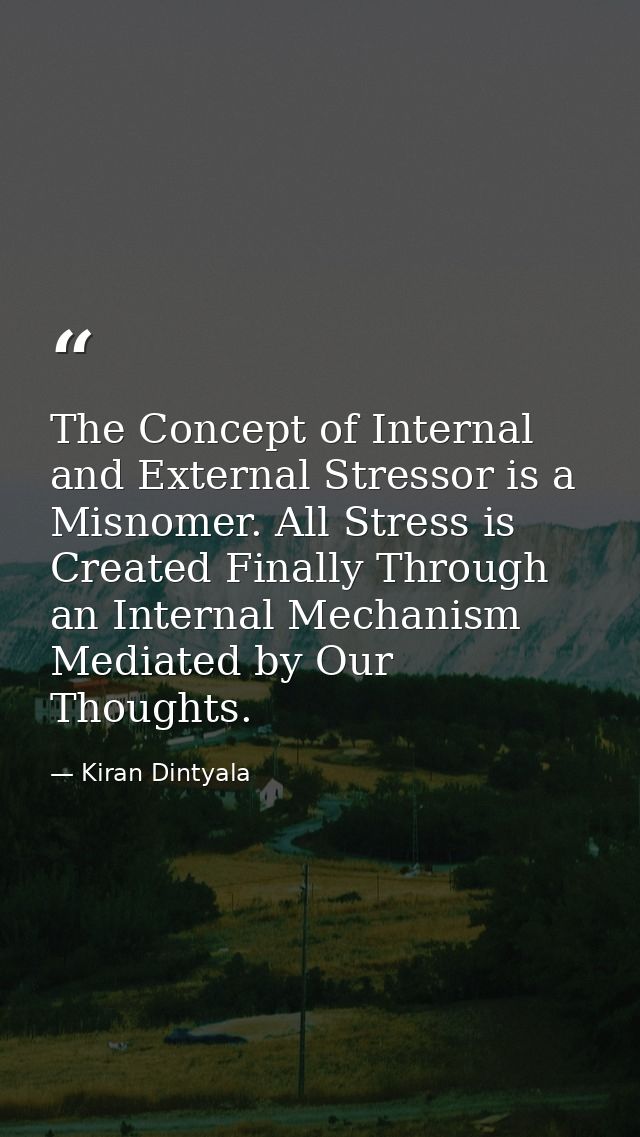 The Concept of Internal and External Stressor is a Misnomer. All Stress is Created Finally Through an Internal Mechanism — Kiran Dintyala