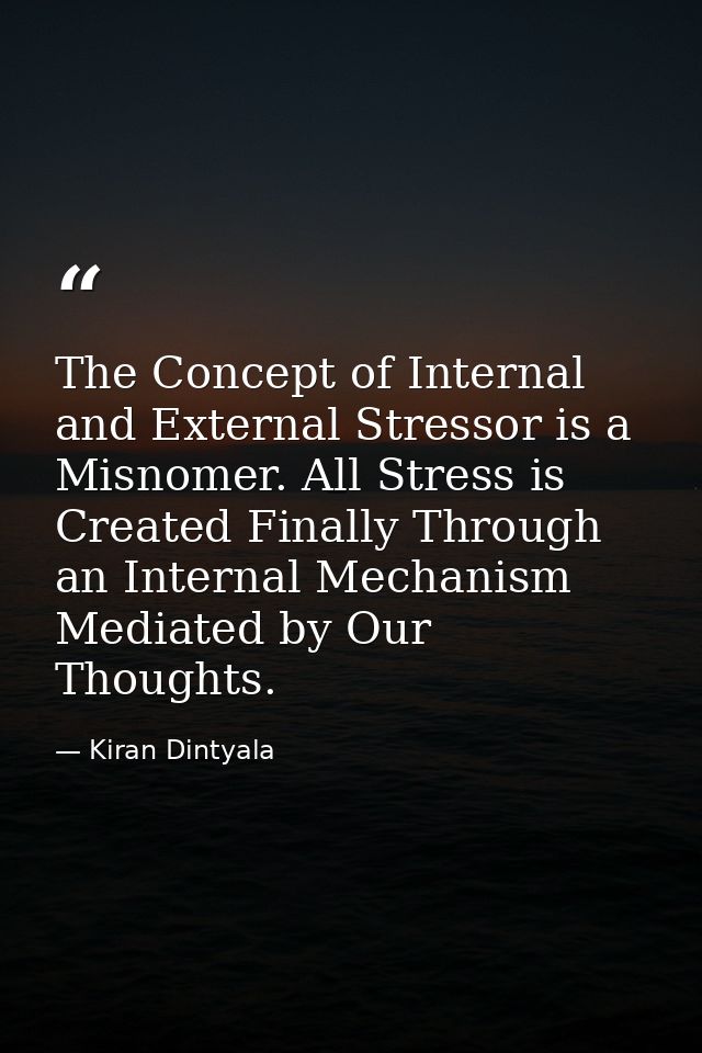 The Concept of Internal and External Stressor is a Misnomer. All Stress is Created Finally Through an Internal Mechanism — Kiran Dintyala