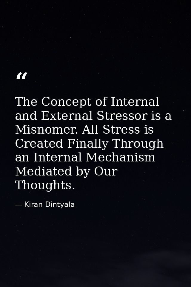 The Concept of Internal and External Stressor is a Misnomer. All Stress is Created Finally Through an Internal Mechanism — Kiran Dintyala