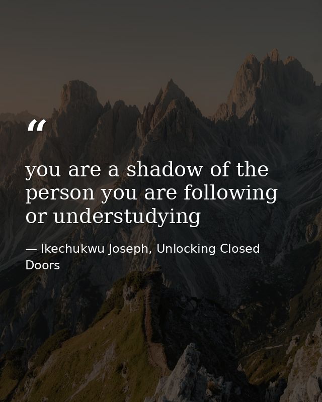 you are a shadow of the person you are following or understudying — Ikechukwu Joseph, Unlocking Closed Doors