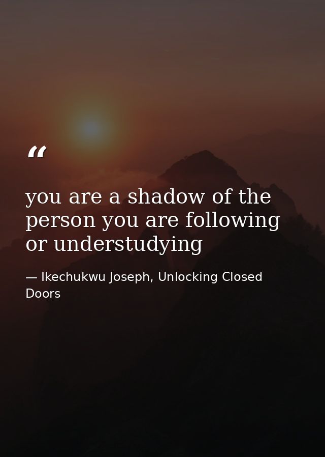 you are a shadow of the person you are following or understudying — Ikechukwu Joseph, Unlocking Closed Doors