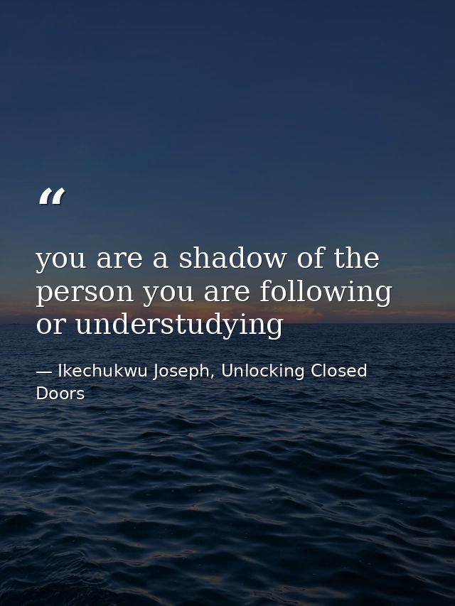 you are a shadow of the person you are following or understudying — Ikechukwu Joseph, Unlocking Closed Doors