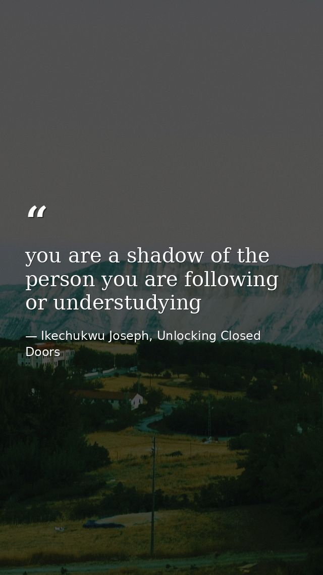 you are a shadow of the person you are following or understudying — Ikechukwu Joseph, Unlocking Closed Doors
