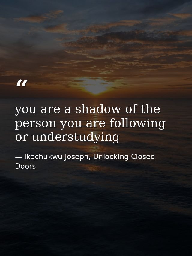 you are a shadow of the person you are following or understudying — Ikechukwu Joseph, Unlocking Closed Doors