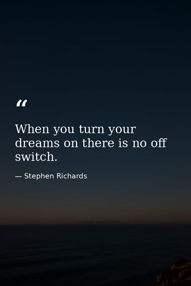 When you turn your dreams on there is no off switch. — Stephen Richards