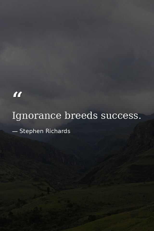 Ignorance breeds success. — Stephen Richards