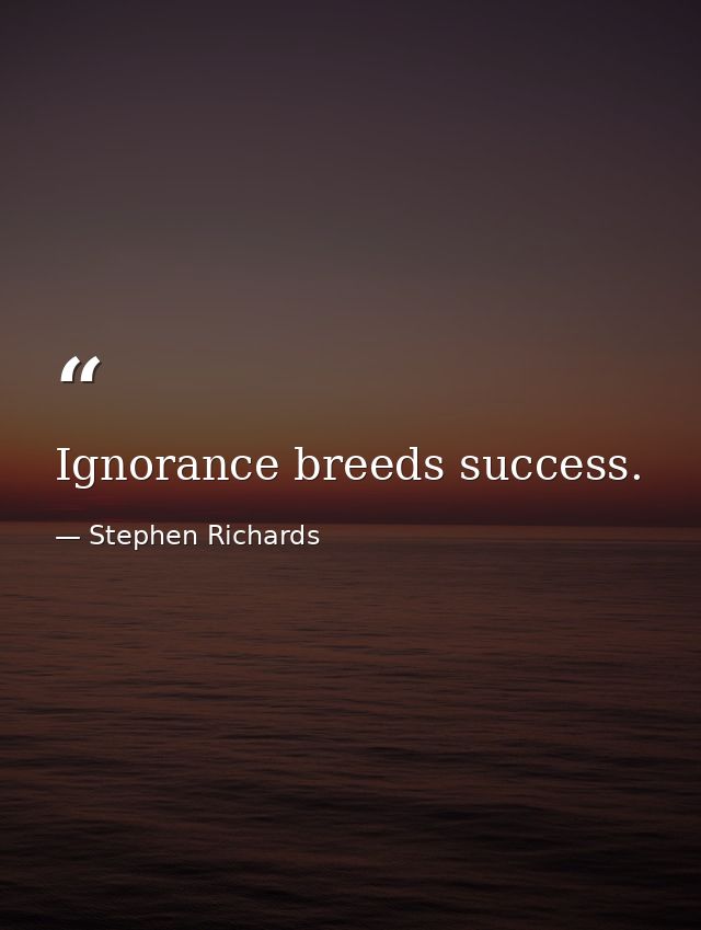 Ignorance breeds success. — Stephen Richards