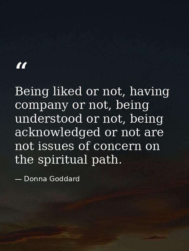 Being liked or not, having company or not, being understood or not, being acknowledged or not are not issues of concern  — Donna Goddard