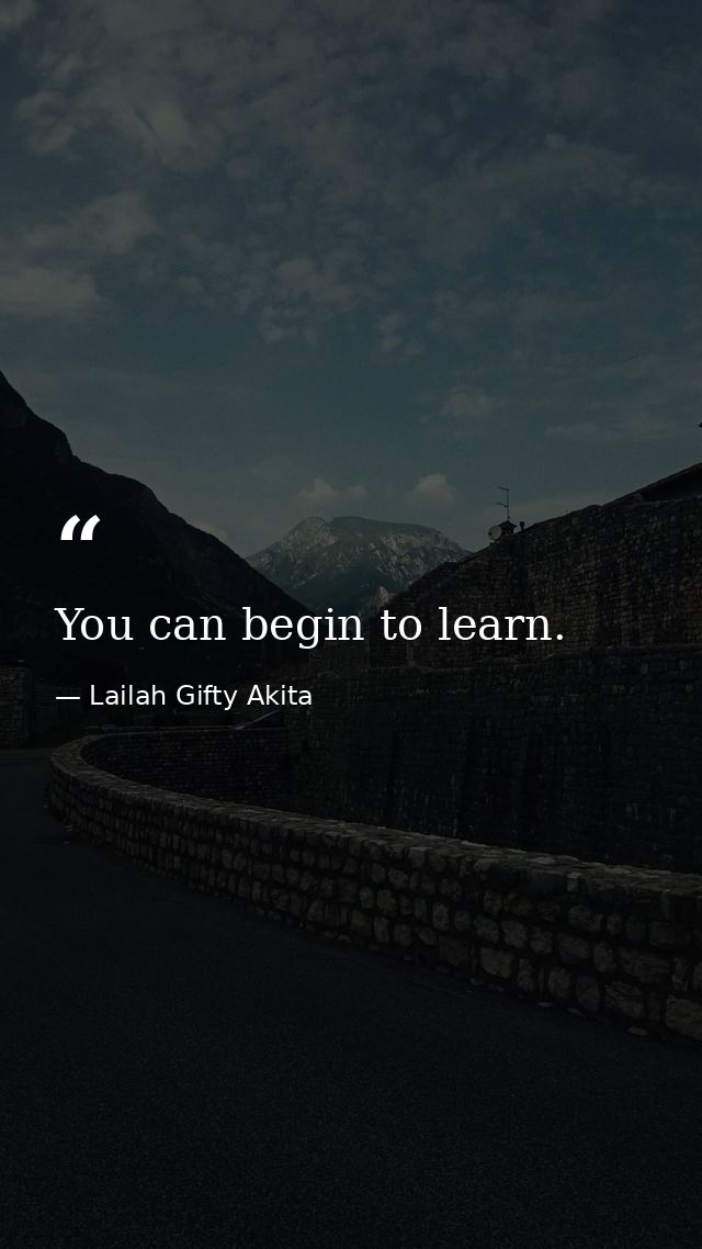 You can begin to learn. — Lailah Gifty Akita