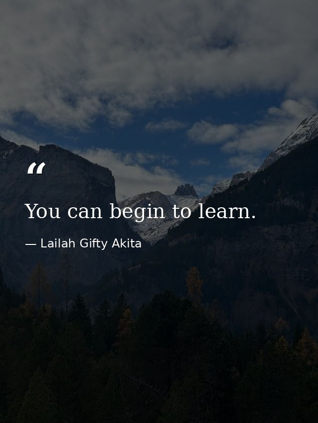 You can begin to learn. — Lailah Gifty Akita