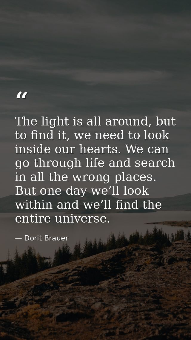 The light is all around, but to find it, we need to look inside our hearts. We can go through life and search in all the — Dorit Brauer