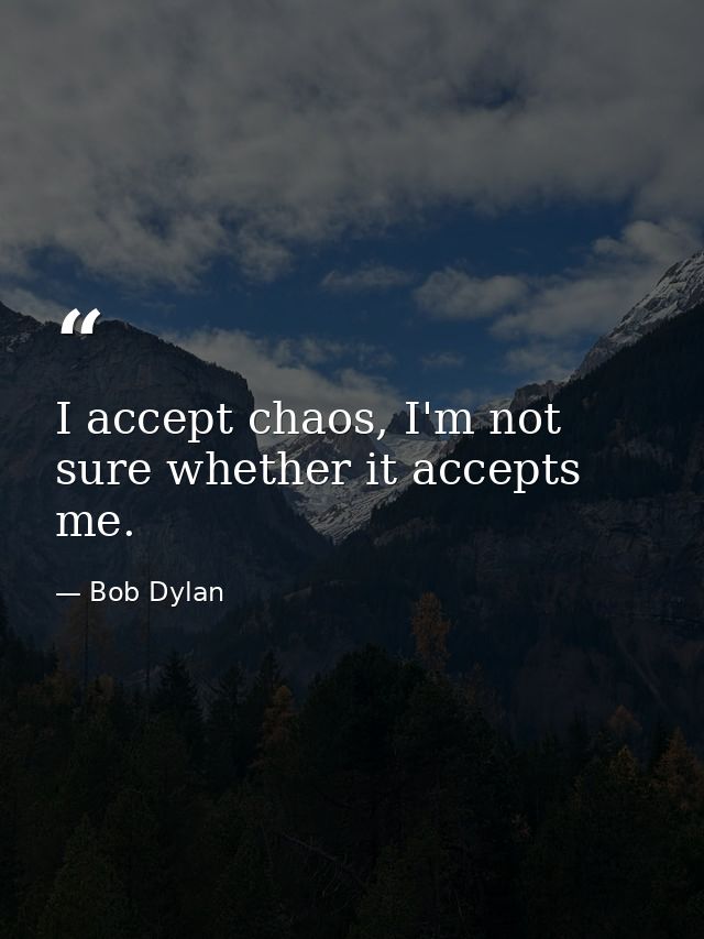 I accept chaos, I'm not sure whether it accepts me. — Bob Dylan