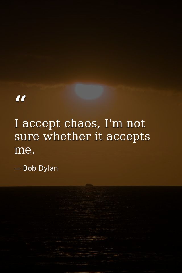 I accept chaos, I'm not sure whether it accepts me. — Bob Dylan