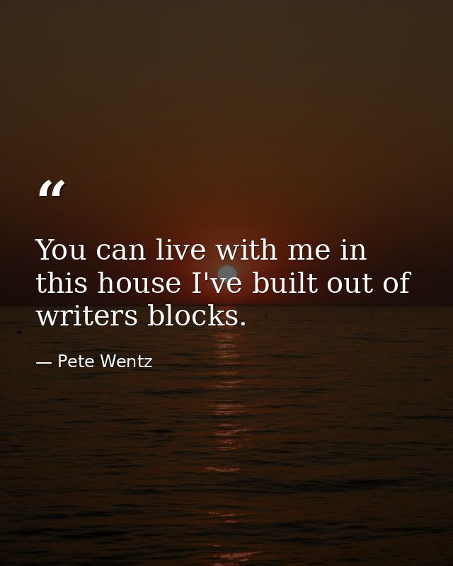 You can live with me in this house I've built out of writers blocks. — Pete Wentz