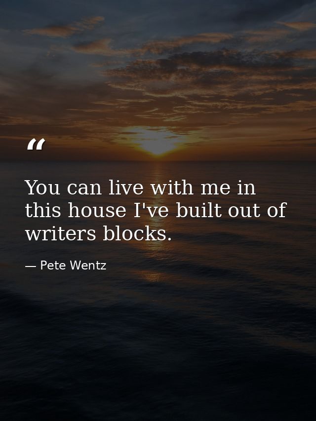 You can live with me in this house I've built out of writers blocks. — Pete Wentz