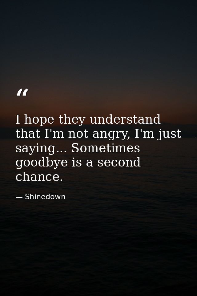 I hope they understand that I'm not angry, I'm just saying... Sometimes goodbye is a second chance. — Shinedown