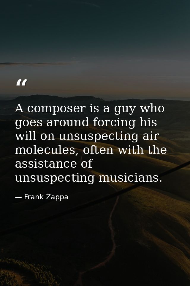 A composer is a guy who goes around forcing his will on unsuspecting air molecules, often with the assistance of unsuspe — Frank Zappa